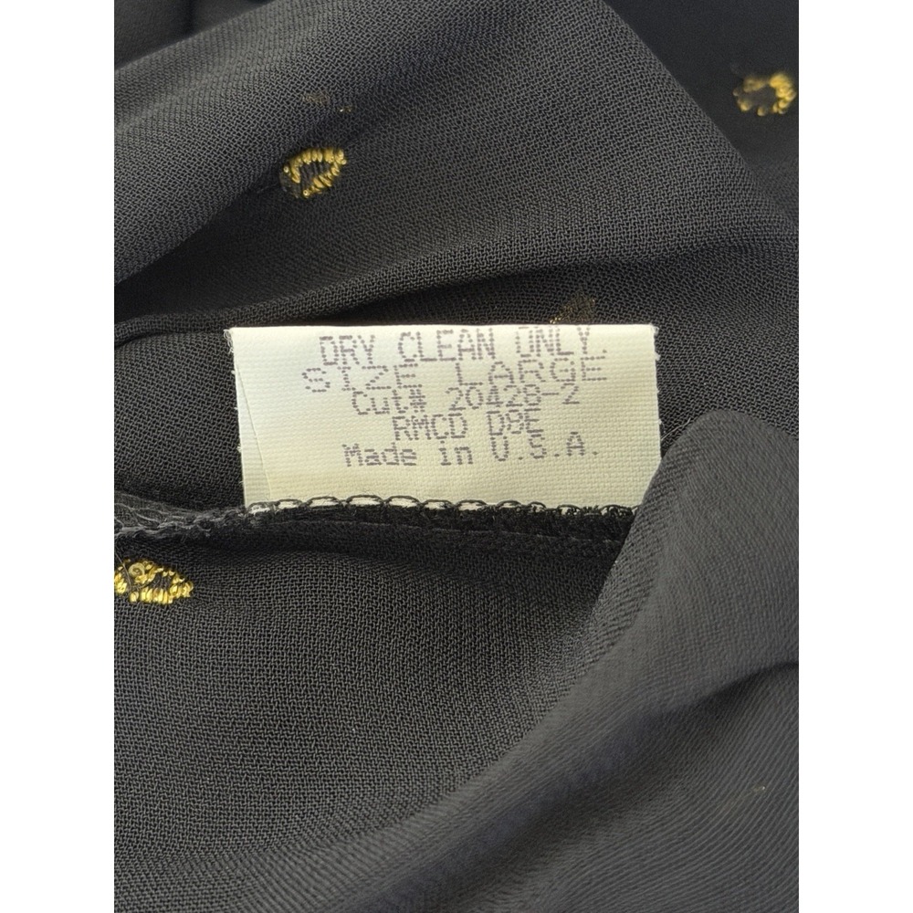 Vintage 90s Laundry by Shelli Segal Sheer Rayon Gold Embroidered Duster Dress L - Picture 11 of 11